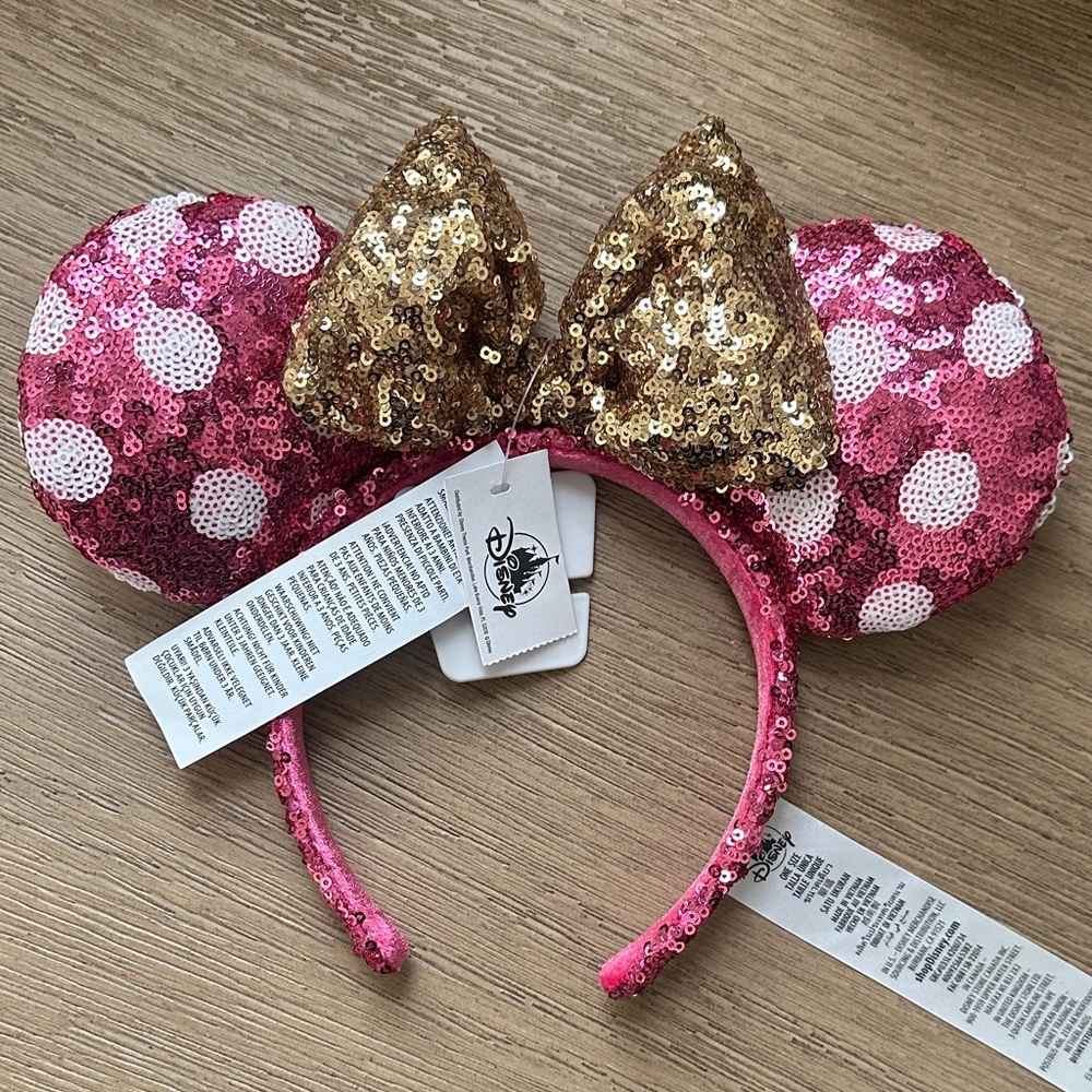 Disney Pink and Gold Sequin Minnie Ears Headband